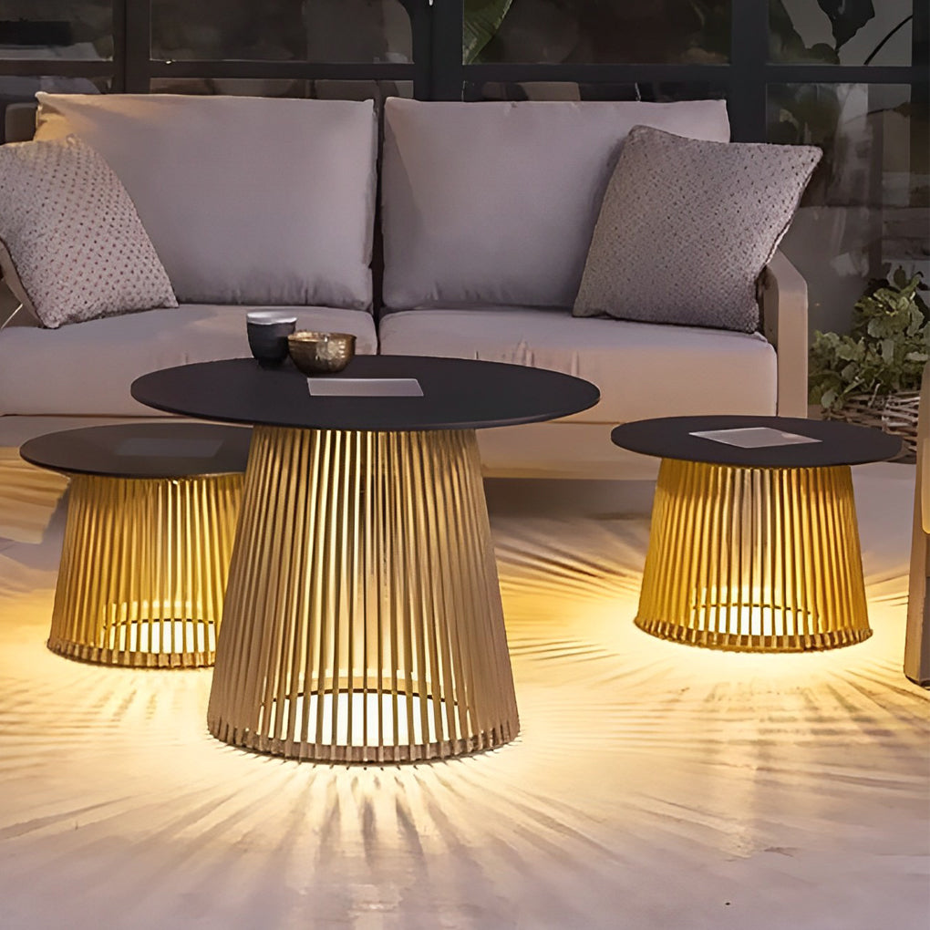 Waterproof Round Iron Cage Table RGB 16 Colors Solar Outdoor Lanterns - Dazuma