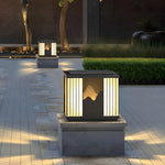 Waterproof LED Mountain Scenery Black Modern Solar Post Caps Lights - Dazuma