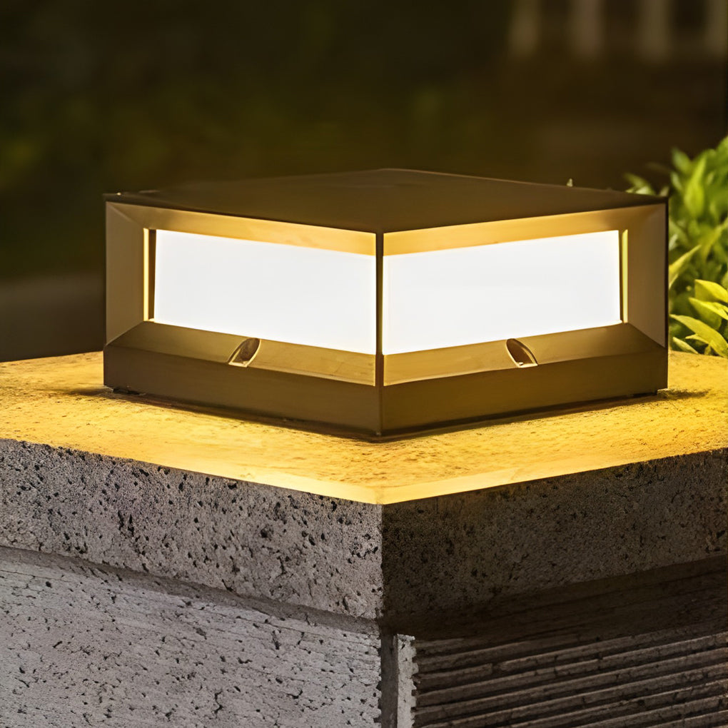 Square Waterproof Black Modern Solar Lights Outdoor Fence Post Lights - Dazuma
