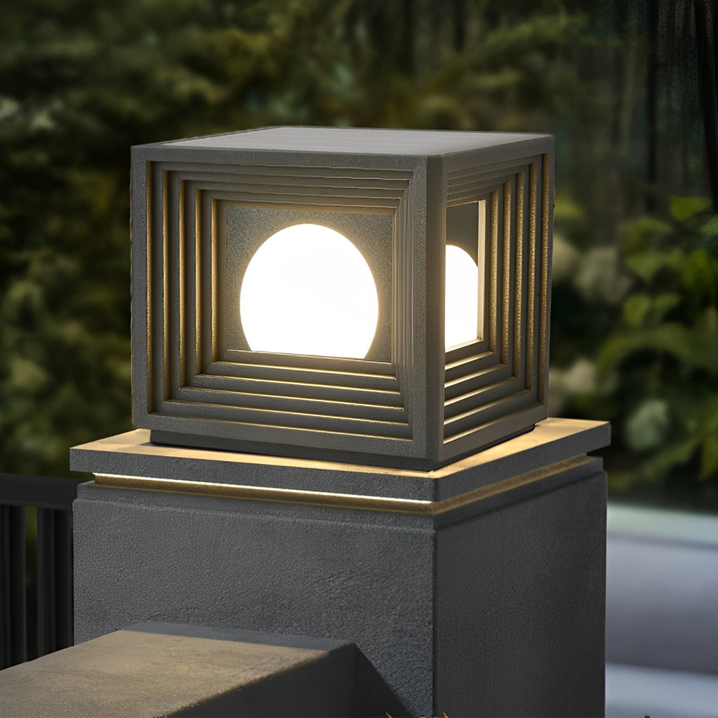 Waterproof Square Creative LED Black Modern Solar Fence Post Lights - Dazuma