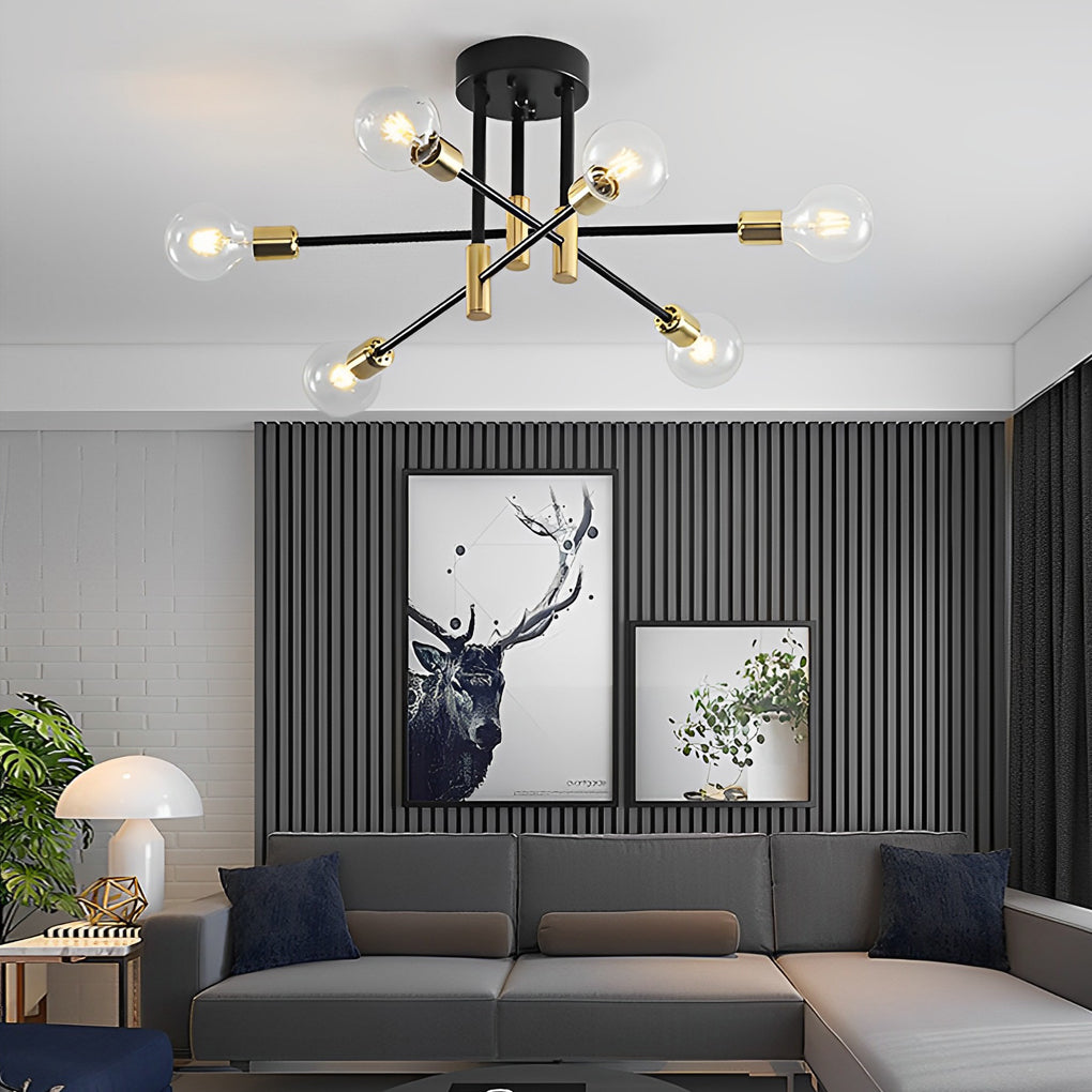 6-light LED Sputnik Design Nordic Semi-Flush Mount Lighting Chandelier - Lamp Outdoor