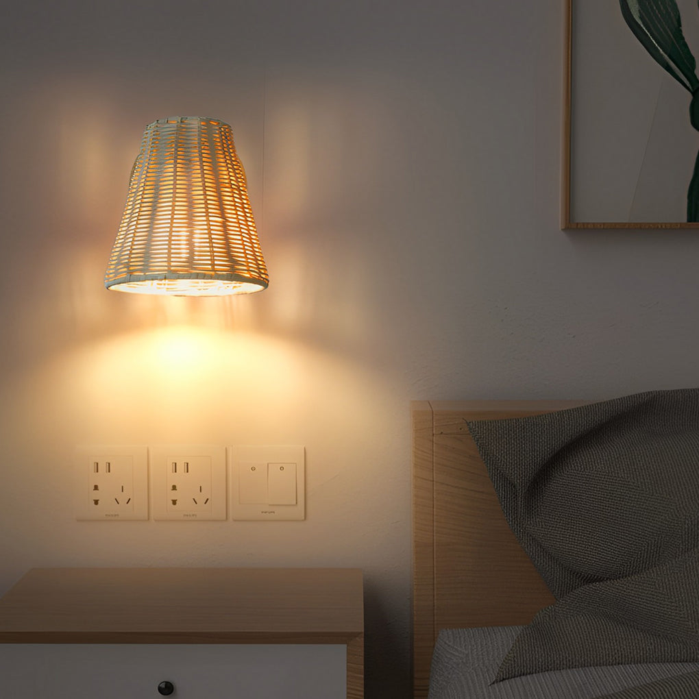 Minimalist Rattan Hand-woven 360° Adjustable Japanese-style Wall Lamp - Lamp Outdoor