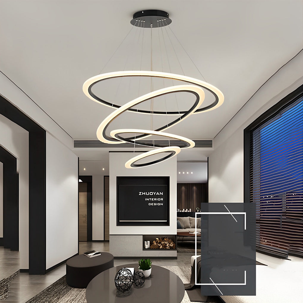 4-ring Geometric LED Modern Chandelier Pendant Light Hanging Lamp Island Lights - Lamp Outdoor