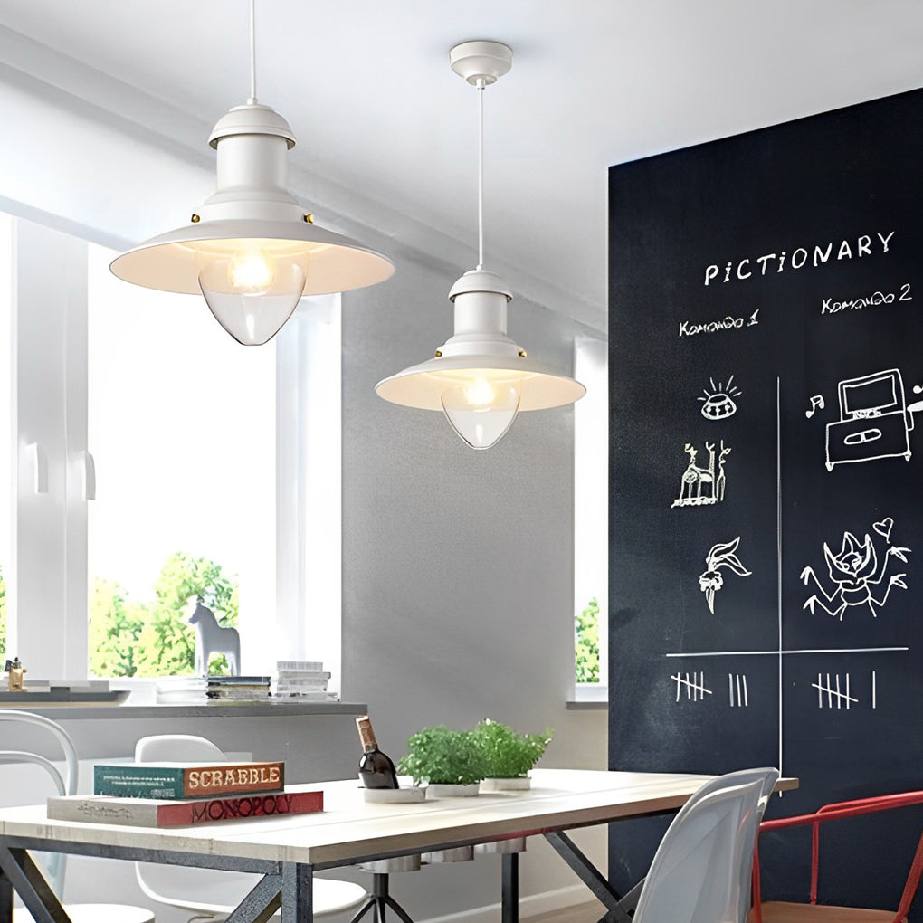 Round Retro Metal Hat Industrial Style Small Chandelier Pendant Lights - Lamp Outdoor