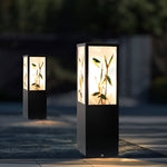 Square Landscape Pattern LED Vintage Solar Outdoor Path Lights Post Lights - Dazuma