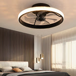 Round Inverter Mute LED Dimmable Modern Bladeless Ceiling Fans with Remote - Lamp Outdoor