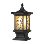 Classic outdoor lantern with swirled glass pattern and traditional black metal construction