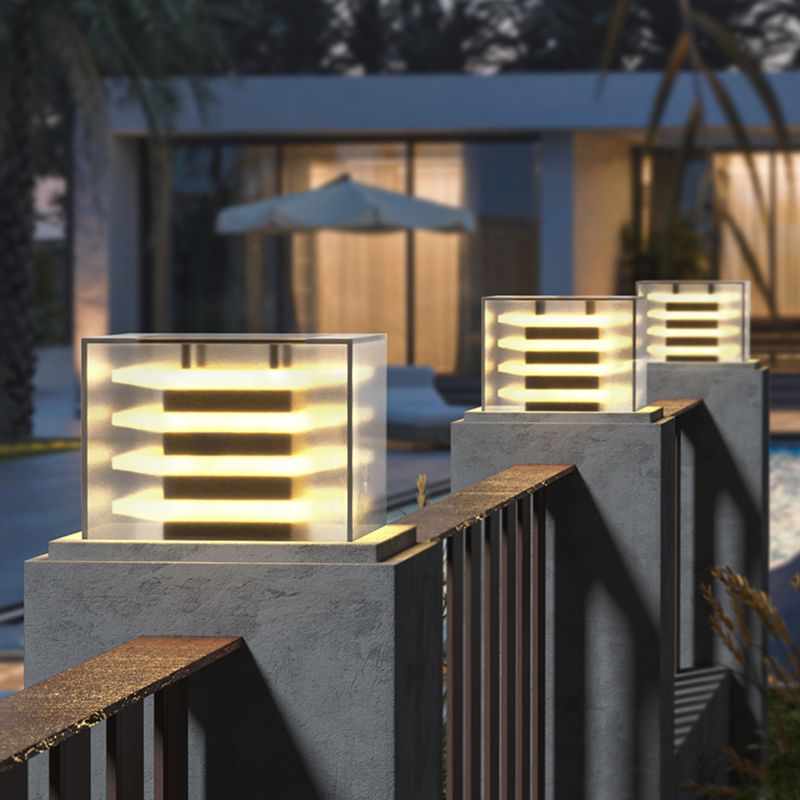 Ray Modern Rectangular Metal Acrylic Outdoor Solar Lamp - Lamp Outdoor