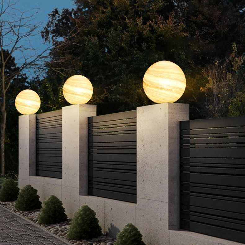 Aria Square Moon Globe Metal Glass Outdoor Light Post - Letslighting