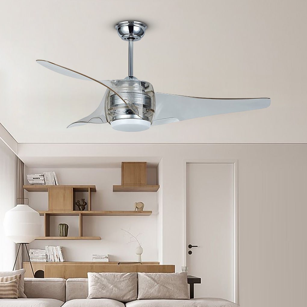 52 Inches Minimalist LED Single Lamp Remote Control Integrated Ceiling Fan Chandelier - Lamp Outdoor