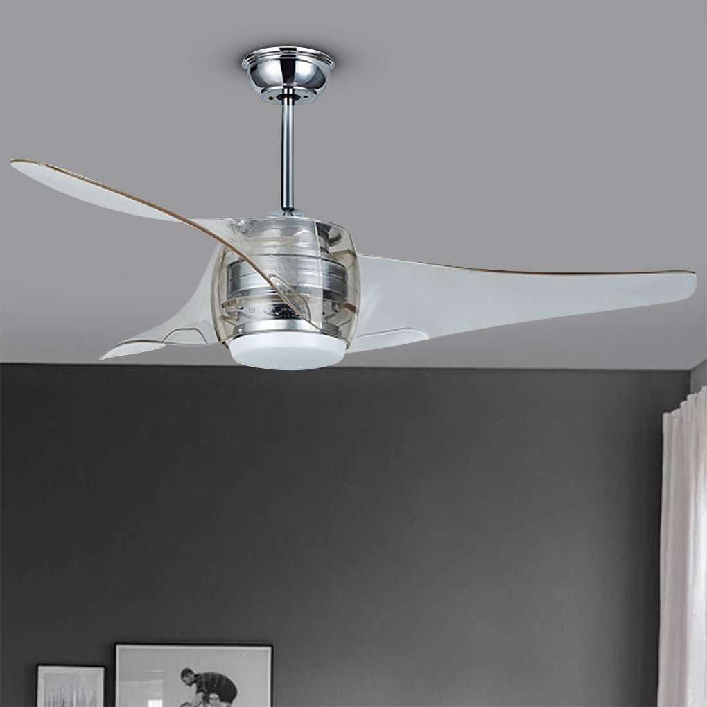 52 Inches Minimalist LED Single Lamp Remote Control Integrated Ceiling Fan Chandelier - Lamp Outdoor