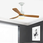 52 Inches Nordic Minimalist Solid Wood Household LED Ceiling Fan Lamp for Living Room - Lamp Outdoor
