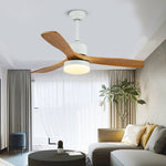 52 Inches Nordic Minimalist Solid Wood Household LED Ceiling Fan Lamp for Living Room - Lamp Outdoor
