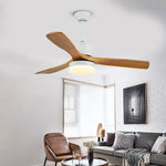 52 Inches Nordic Minimalist Solid Wood Household LED Ceiling Fan Lamp for Living Room - Lamp Outdoor