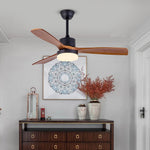 52 Inches Nordic Minimalist Solid Wood Household LED Ceiling Fan Lamp for Living Room - Lamp Outdoor
