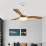 52 Inches Nordic Minimalist Solid Wood Household LED Ceiling Fan Lamp for Living Room - Lamp Outdoor