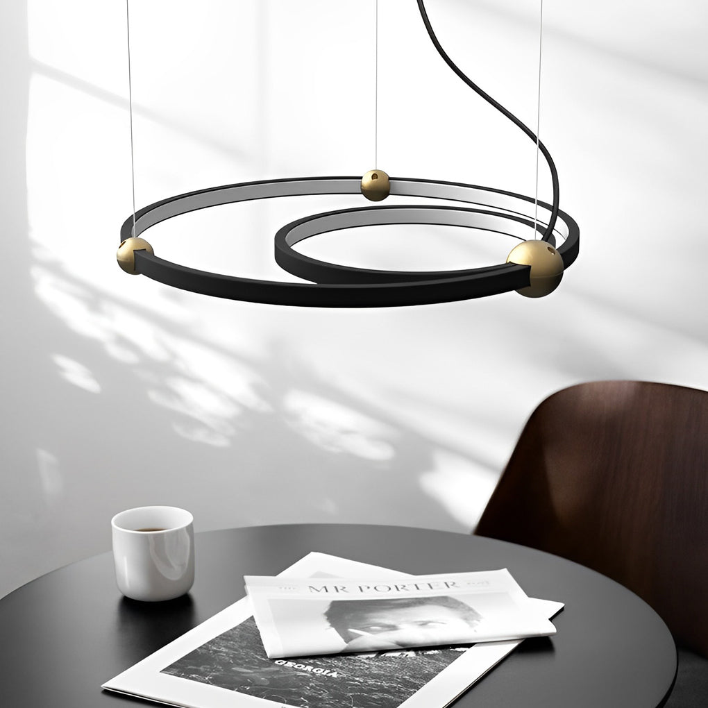 Circular Combination Creative Art Metal Black Post-Modern Chandelier - Lamp Outdoor