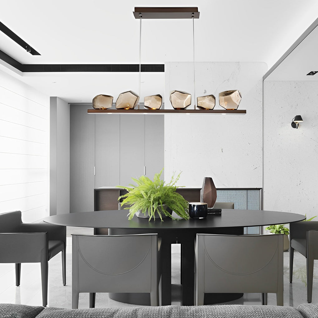 Irregular Glass Shade Stone Creative Cognac Color Modern Chandelier - Lamp Outdoor