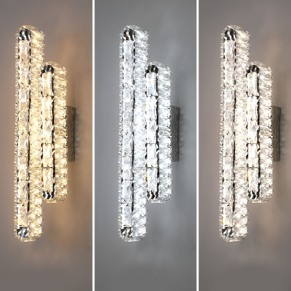 Double Strip Three Step Dimming Light LED Crystal Modern Wall Lamp Wall Sconce Lighting - Lamp Outdoor