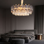 Round Oval Multi layer Crystal Electroplating Metal Modern Chandelier - Lamp Outdoor