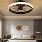 Round Inverter Mute LED Dimmable Modern Bladeless Ceiling Fans with Remote - Lamp Outdoor