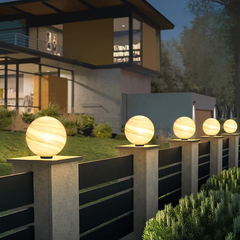 Aria Square Moon Globe Metal Glass Outdoor Light Post - Letslighting