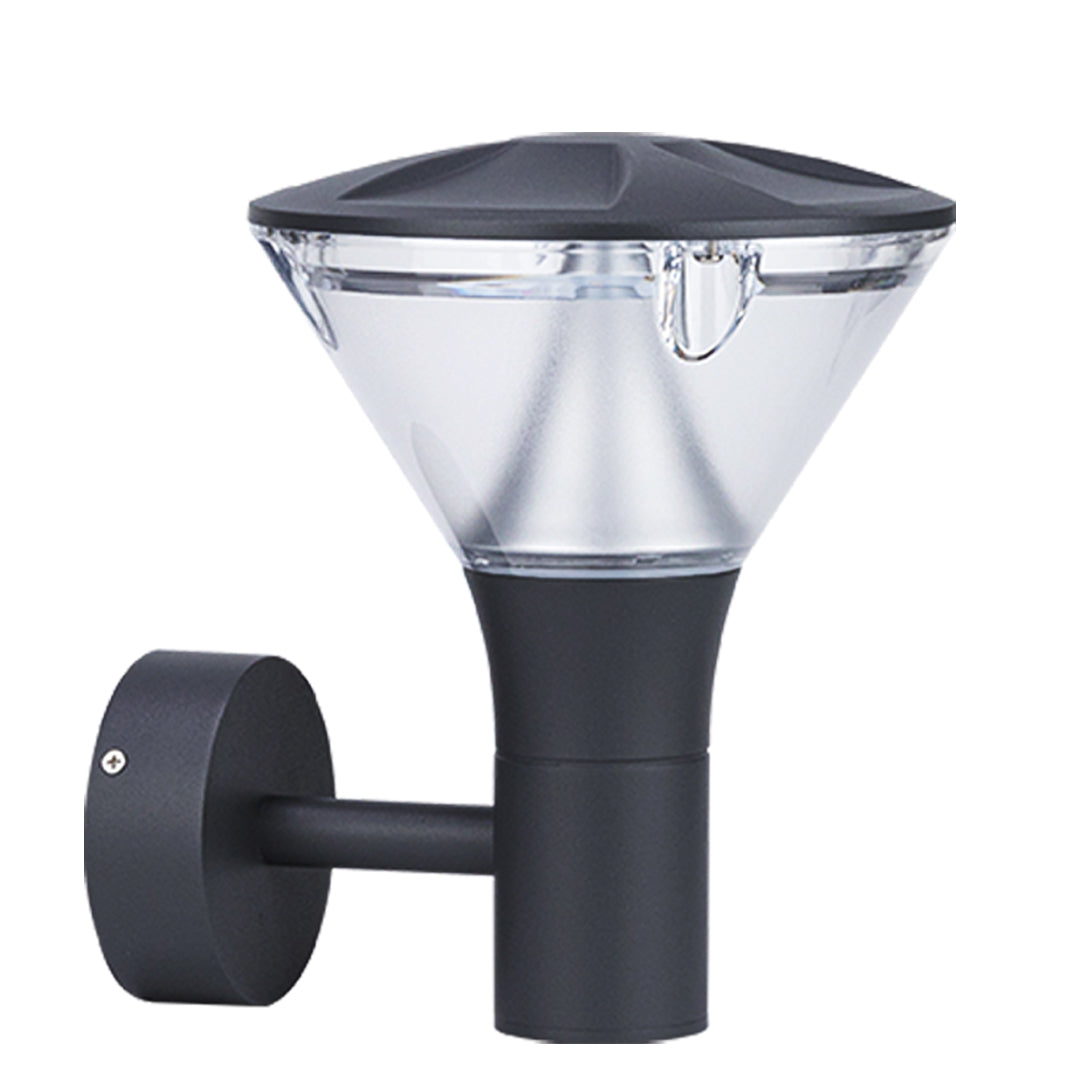 Sleek black post-top lantern with contemporary design and frosted glass diffuser for pathway lighting