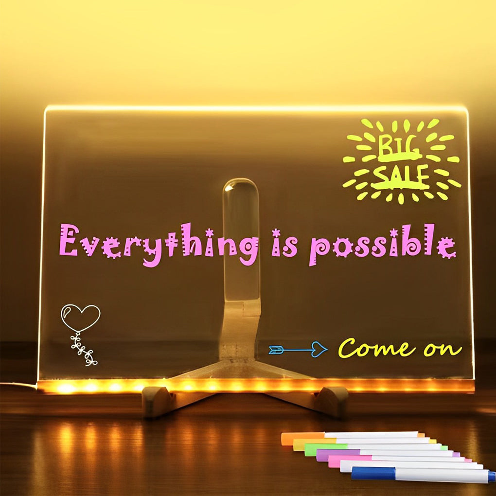 LED Acrylic Message Board Colorful Writable Table Lamp - Lamp Outdoor