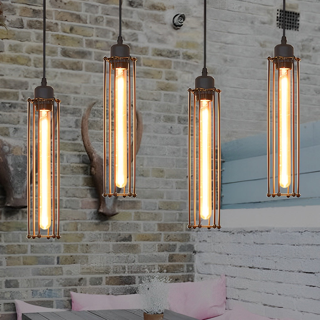 Retro Iron Energy-saving LED Black Industrial Style Pendant Light Fixture - Lamp Outdoor