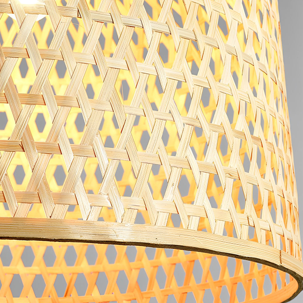Round Bamboo Hand Woven Pendant Light Nature Inspired Country Ceiling Light - Lamp Outdoor