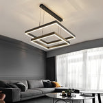 3 Layers Square Stepless Dimming LED Black Modern Chandelier with Remote Control - Lamp Outdoor