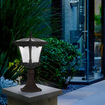 Ornate Top Vintage Solar LED Lawn Lamp in Elegant Coffee Gold Finish - Lamp Outdoor