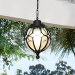 Glass Ball Aluminum Waterproof American Style Outdoor Chandelier Light - Dazuma