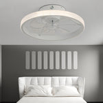 Round Inverter Mute LED Dimmable Modern Bladeless Ceiling Fans with Remote - Lamp Outdoor