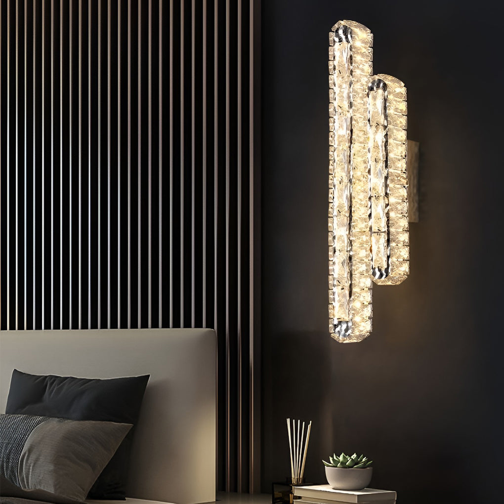 Double Strip Three Step Dimming Light LED Crystal Modern Wall Lamp Wall Sconce Lighting - Lamp Outdoor