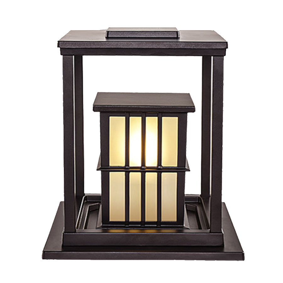 Detail shot of precision-engineered lamp mounting system with dark bronze finish