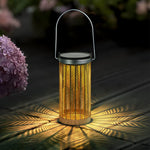 7.3-Inch H Metal Cutout Solar Portable Hanging Lantern - Lamp Outdoor
