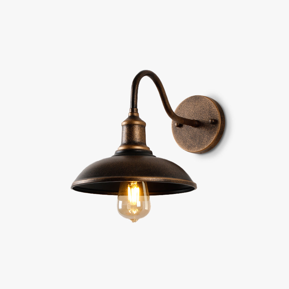 Epoch Rustic Bowl Shaped Metal Wall Lamp, Antique Brass - Lamp Outdoor