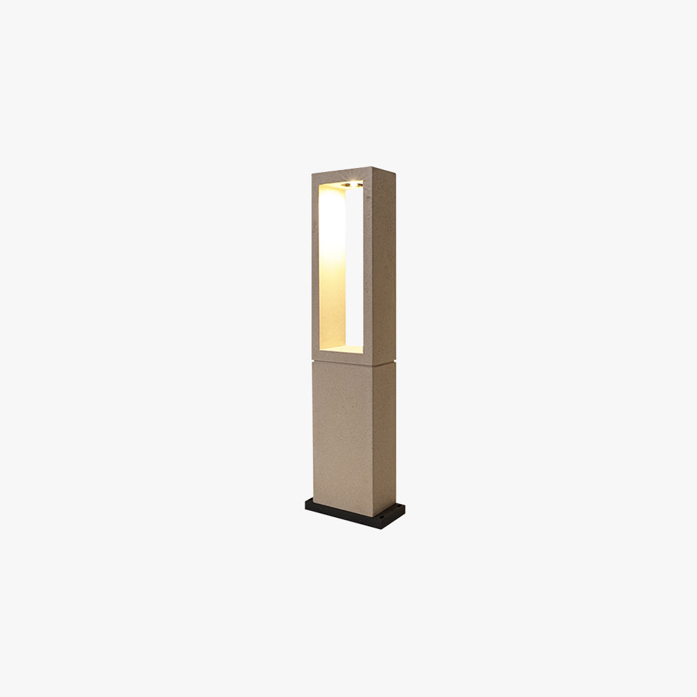 Ray Modern Metal Rectangular Hollow Outdoor Path Light, Gray - Lamp Outdoor