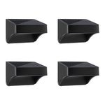 Four black wedge-shaped LED wall pack lights with angular modern design displayed on white background