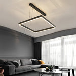 3 Layers Square Stepless Dimming LED Black Modern Chandelier with Remote Control - Lamp Outdoor