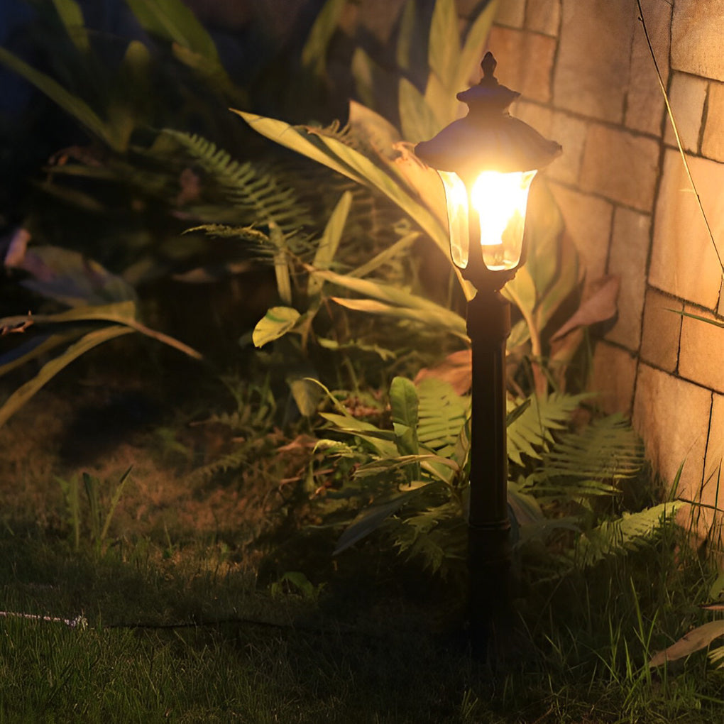 Vintage Classic Black LED Outdoor Lawn Post Light with Water Glass Lens - Lamp Outdoor