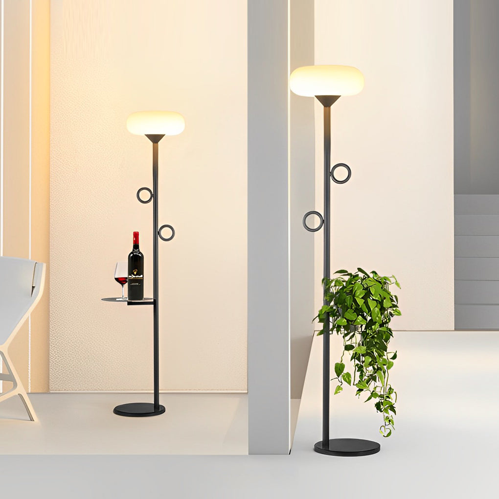Waterproof Round Pallet LED Black Portable Solar Floor Lamp with Remote - Dazuma