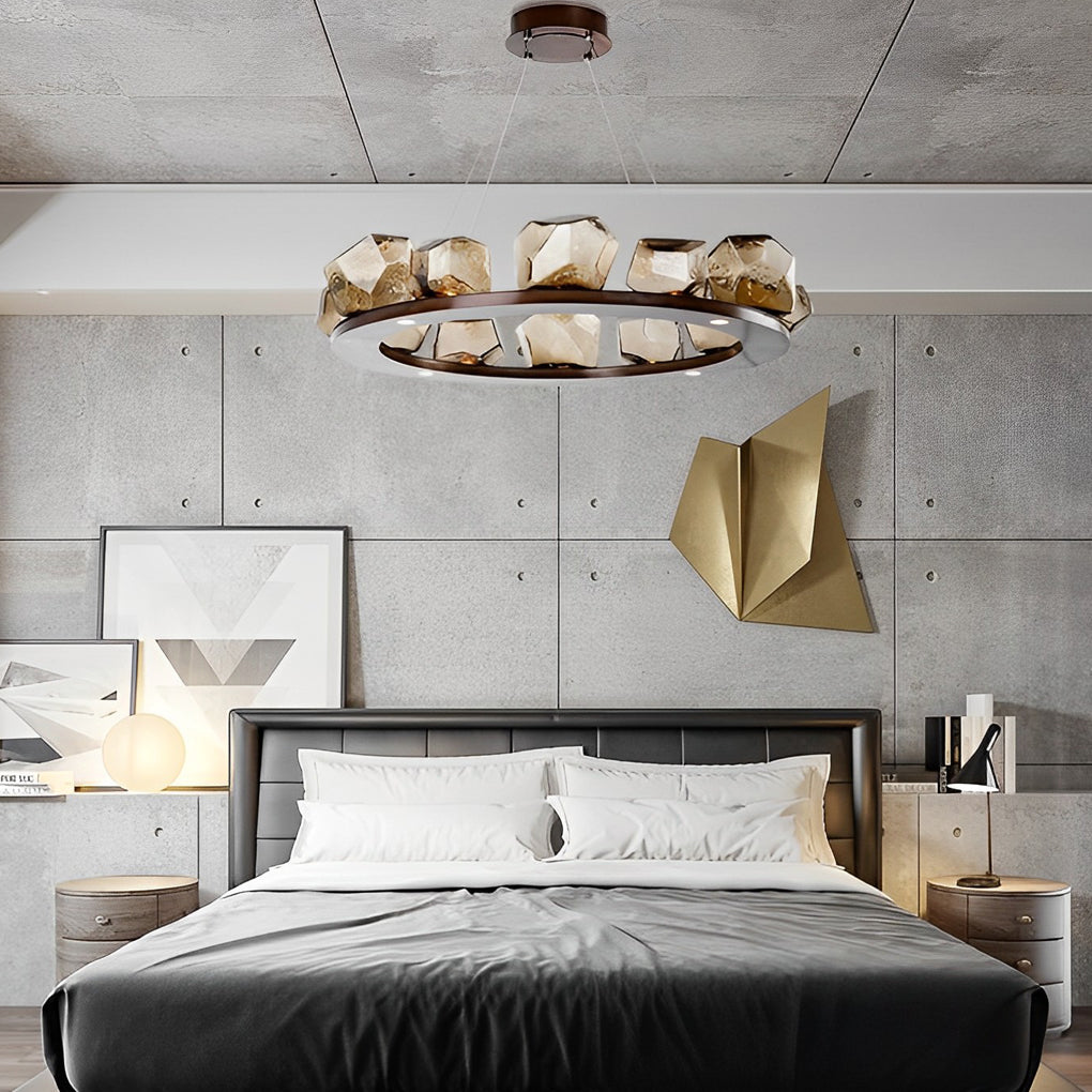 Irregular Glass Shade Stone Creative Cognac Color Modern Chandelier - Lamp Outdoor