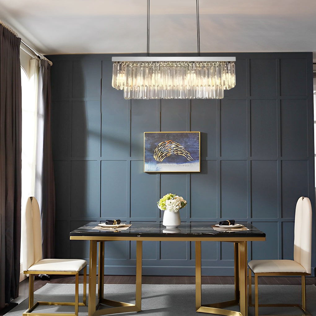 Rectangular Double-layer Crystal LED Industrial Chandeliers Pendant Light - Lamp Outdoor