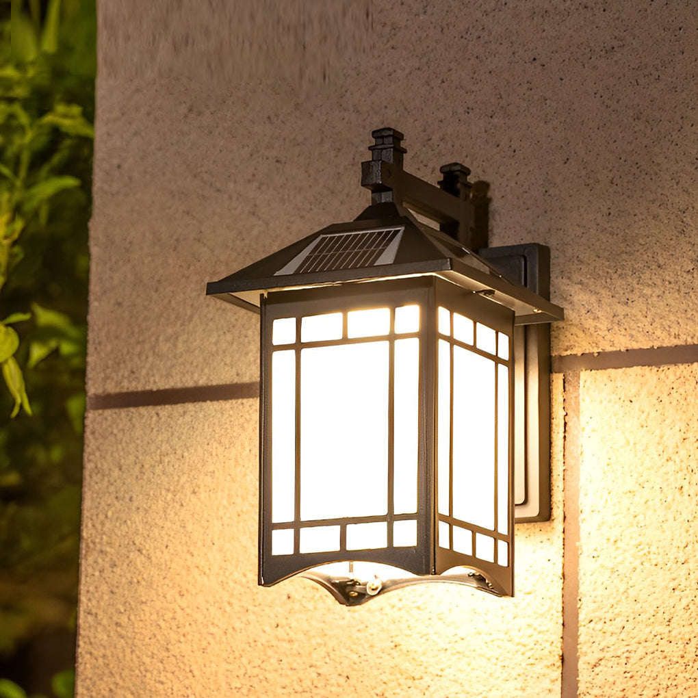 Retro Waterproof LED Vintage Solar Wall Lamp with Remote Wall Sconce Lighting - Lamp Outdoor