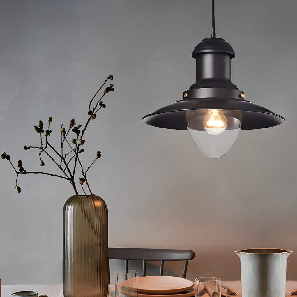 Round Retro Metal Hat Industrial Style Small Chandelier Pendant Lights - Lamp Outdoor