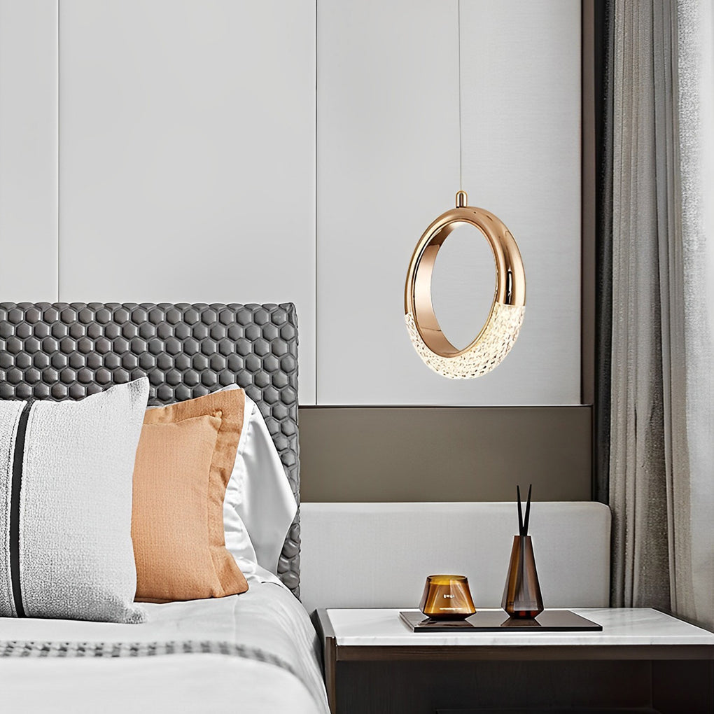 Ring Shaped LED Electroplated Metal Modern Pendant Light Hanging Lamp - Lamp Outdoor
