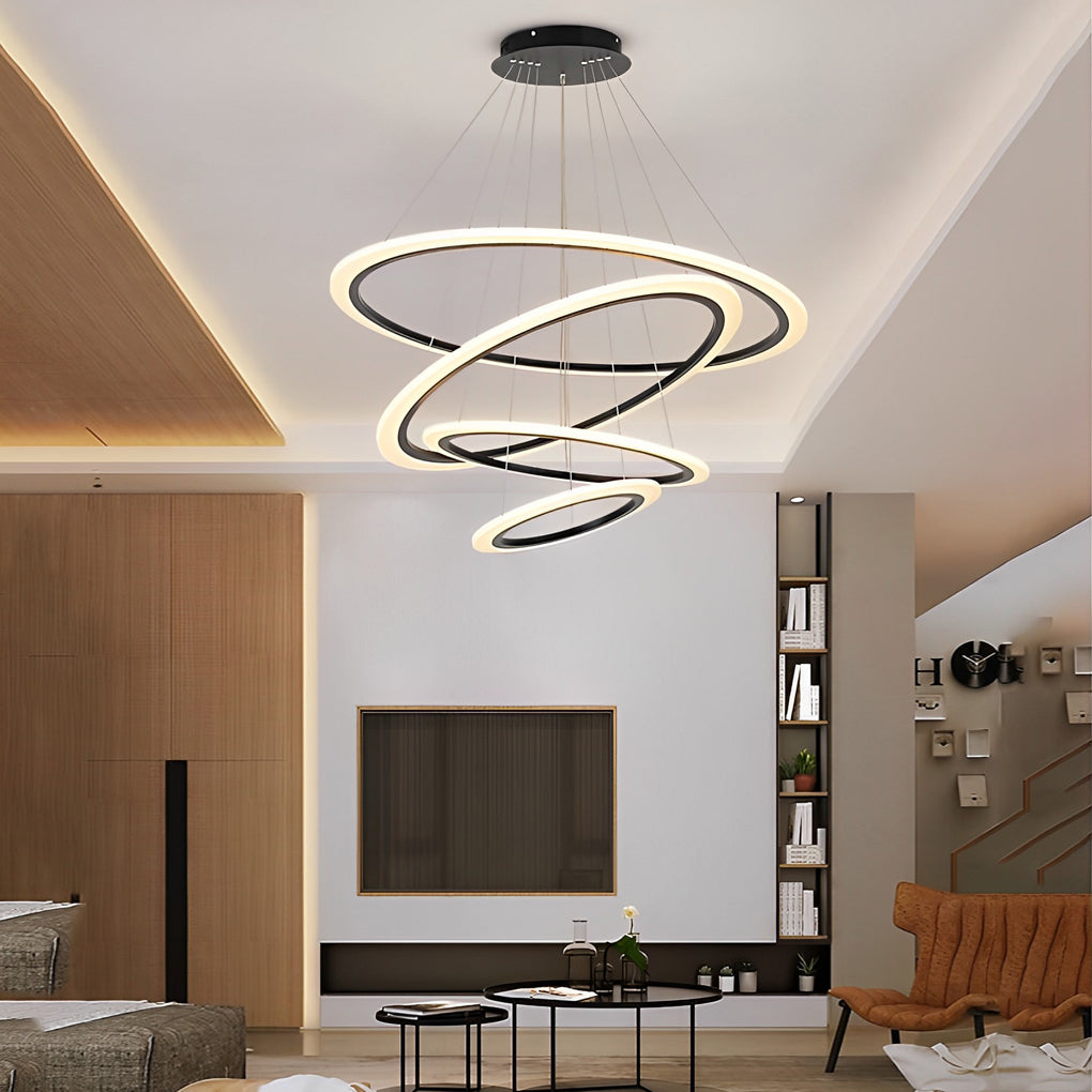 4-ring Geometric LED Modern Chandelier Pendant Light Hanging Lamp Island Lights - Lamp Outdoor