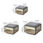 Stylish cube solar light creating atmospheric lighting in residential garden setting